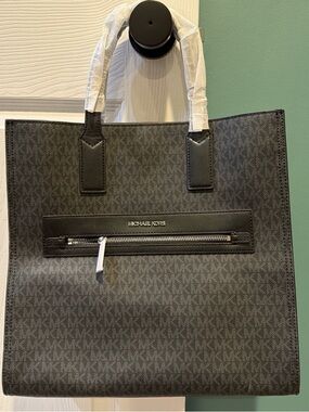 Michael Kors Black/Gray Signature Logo Tote Bag
